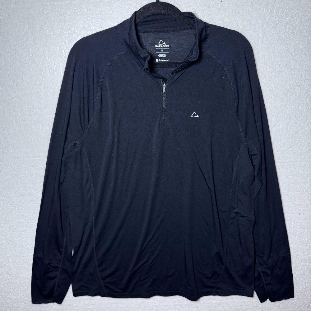 Paradox Mens Sz XL Black Half Zip Lightweight Dri Release Merino Blend Athletic
